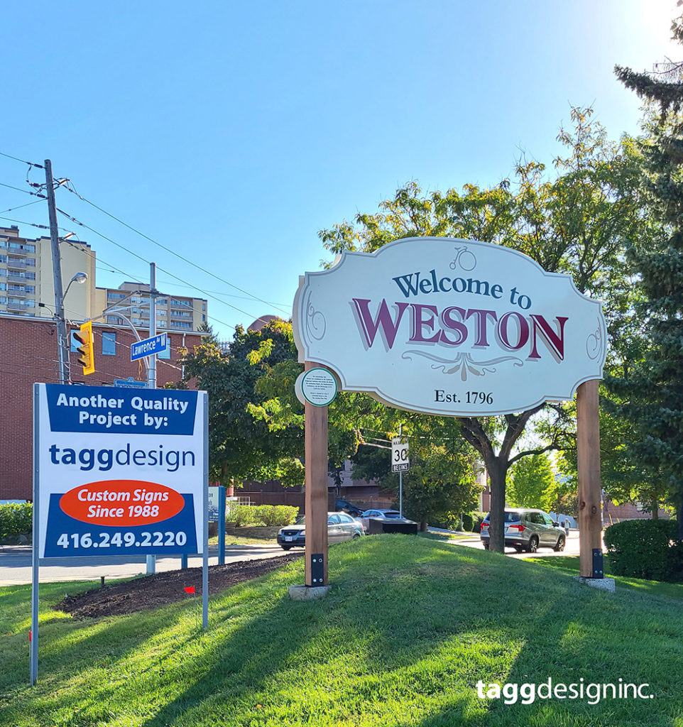 New Welcome to Weston Sign - Lions Park and Lawrence Ave